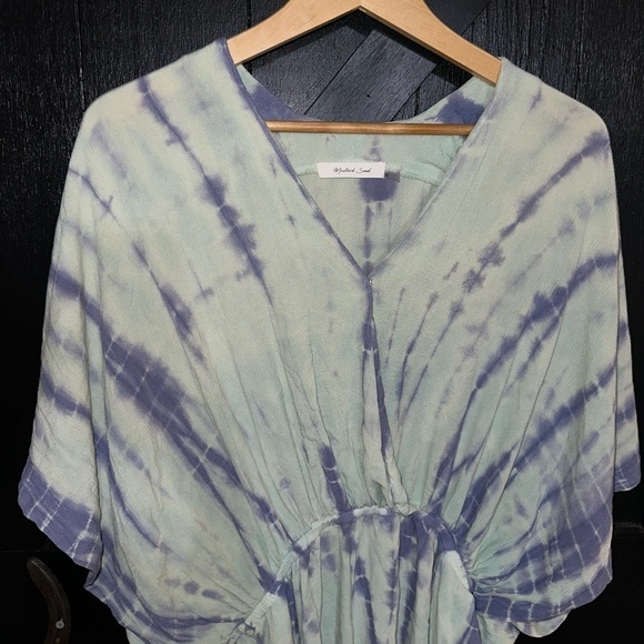 Mustard Seed Tie-Dye Loose Lightweight Beachy Boho V-Neck Romper Sz S - Picture 3 of 10